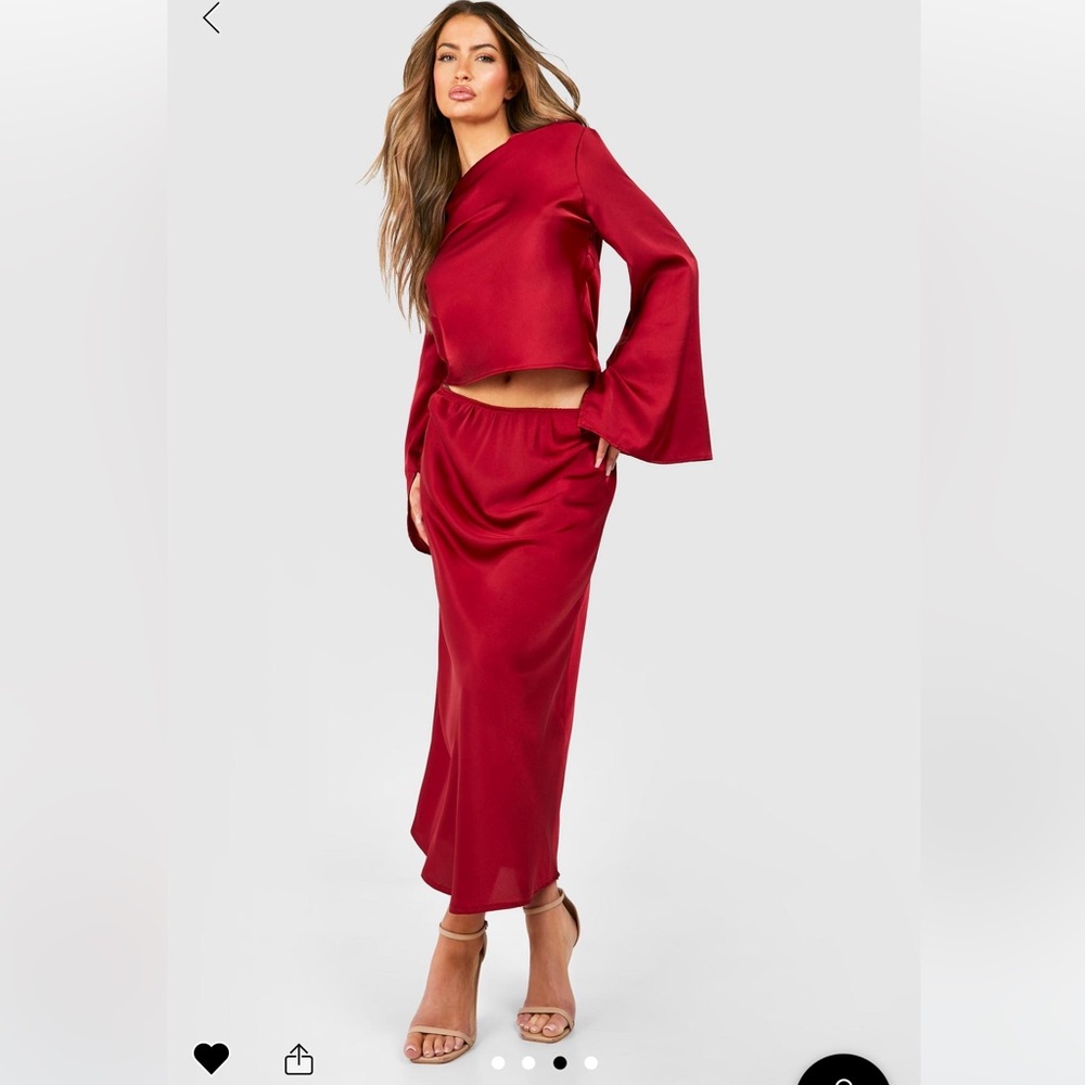 Satin bias midi skirt sets